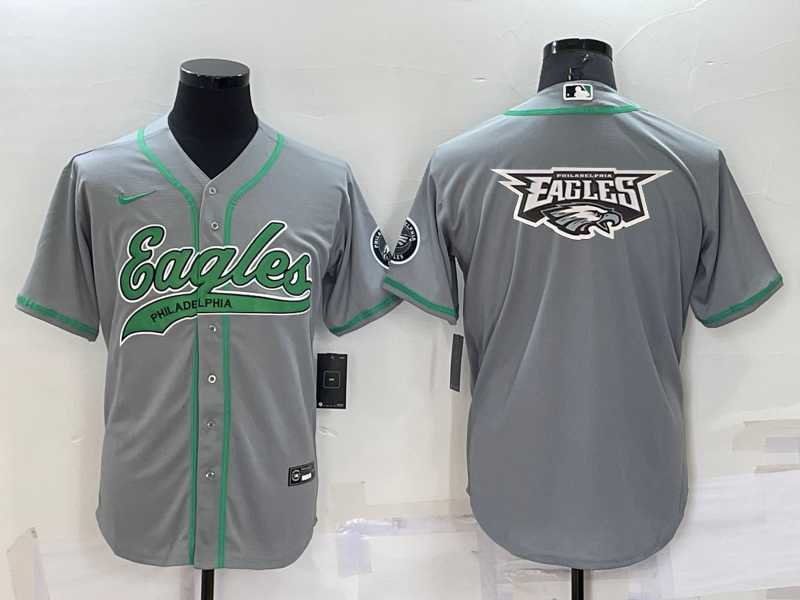 Men's Philadelphia Eagles Grey Team Big Logo With Patch Cool Base Stitched Baseball Jersey,We sell and wholesale Men's Philadelphia Eagles Grey Team Big Logo With Patch Cool Base Stitched Baseball Jersey on line form chian!